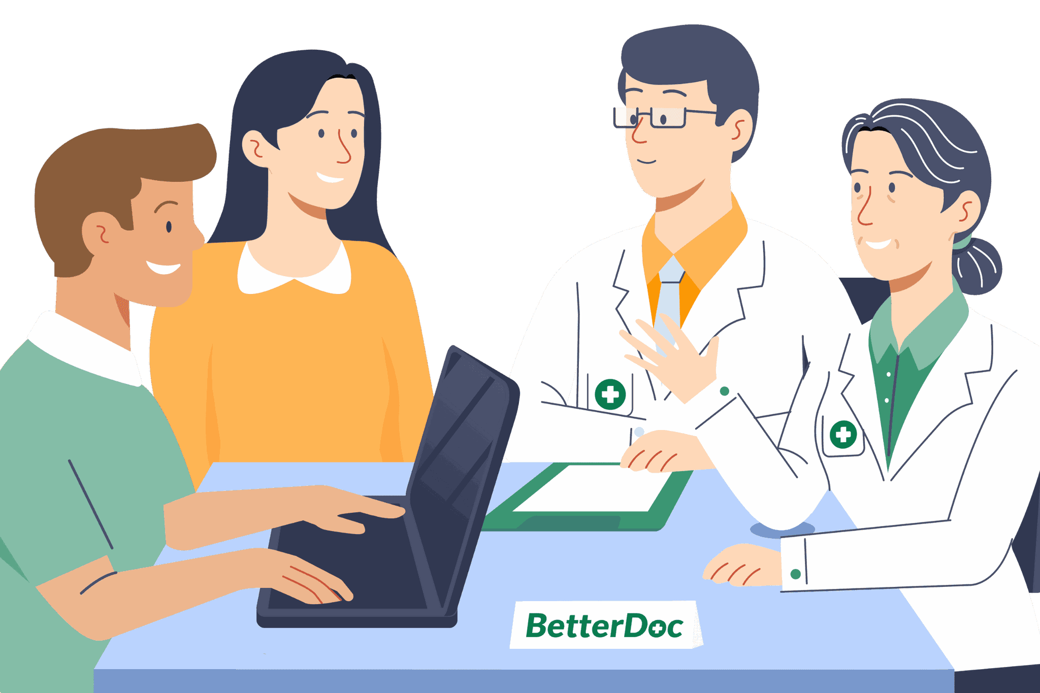 Ärzte und medizinische Berater sitzen am Tisch und diskutieren