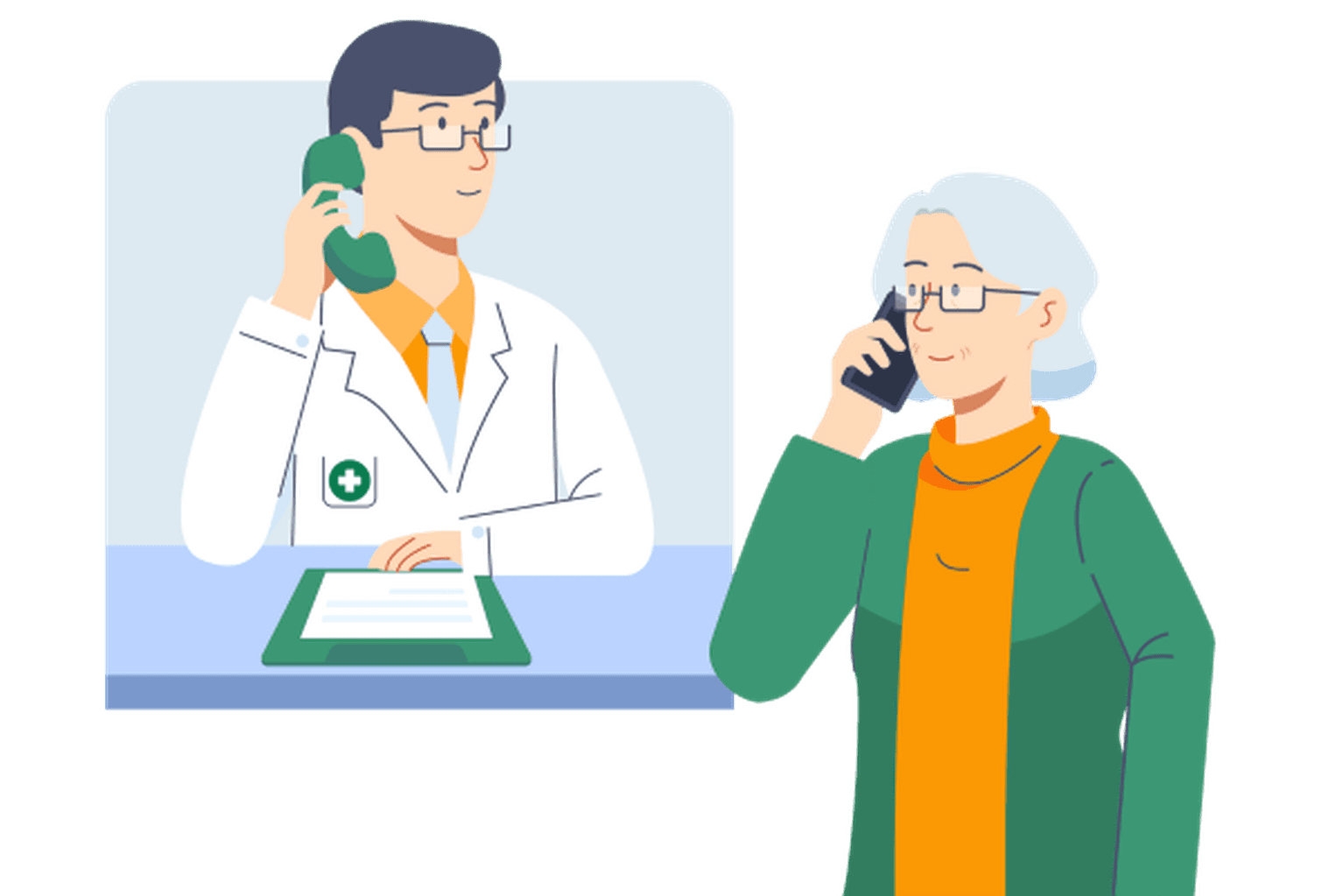 Patientin telefoniert mit einem Arzt