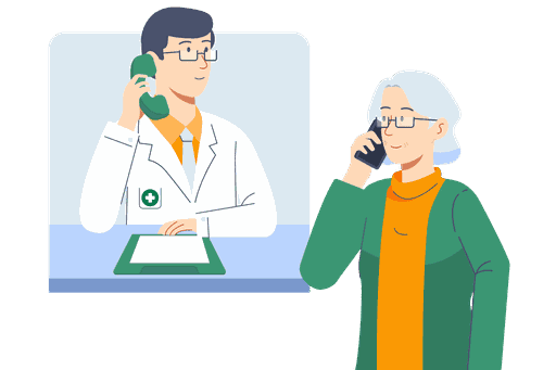 Patientin telefoniert mit einem Arzt
